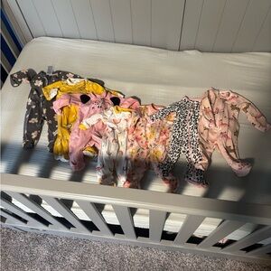 Mixed Baby Footed Sleepers - Floral, Animal & Solid Prints - size preemie